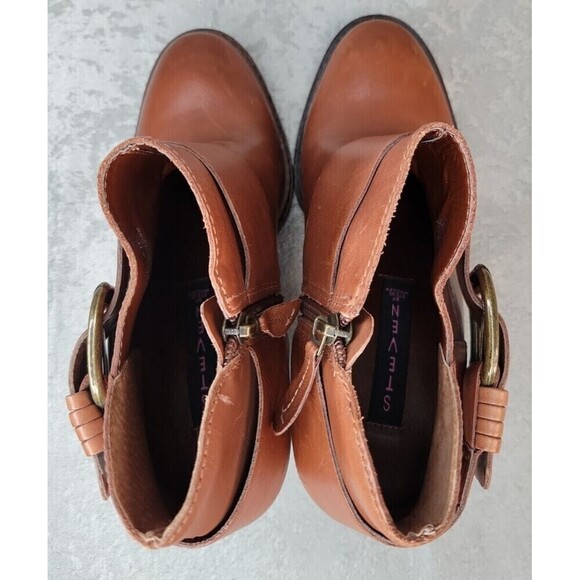 Steven by Steve Madden Fairlow Heeled Cognac Chunky Bootie Strap women Sz 6 EUC! - Picture 8 of 12